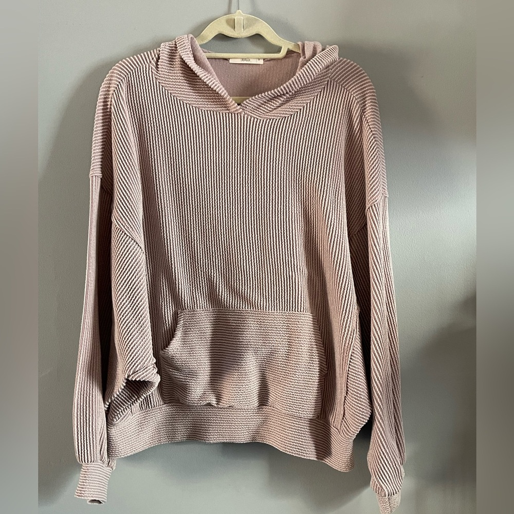 Talulah Anthro balloon sleeve ribbed hoodie top sz small